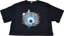 Load image into Gallery viewer, NEW Rick Griffin &quot;Flying Eyeball&quot; Black Crop Top
